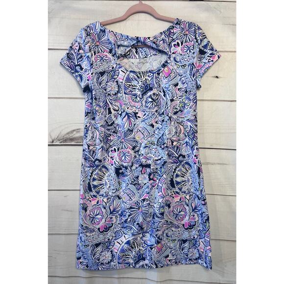 Lilly Pulitzer Size MED Short Sleeve Dress Purple Print Preppy Cute - Picture 2 of 6